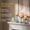 Luxury Crystal Pillar Candle Holders Set Gold Silver Hurricane Lantern with Glass Shade for Romantic Wedding Party Home Decor