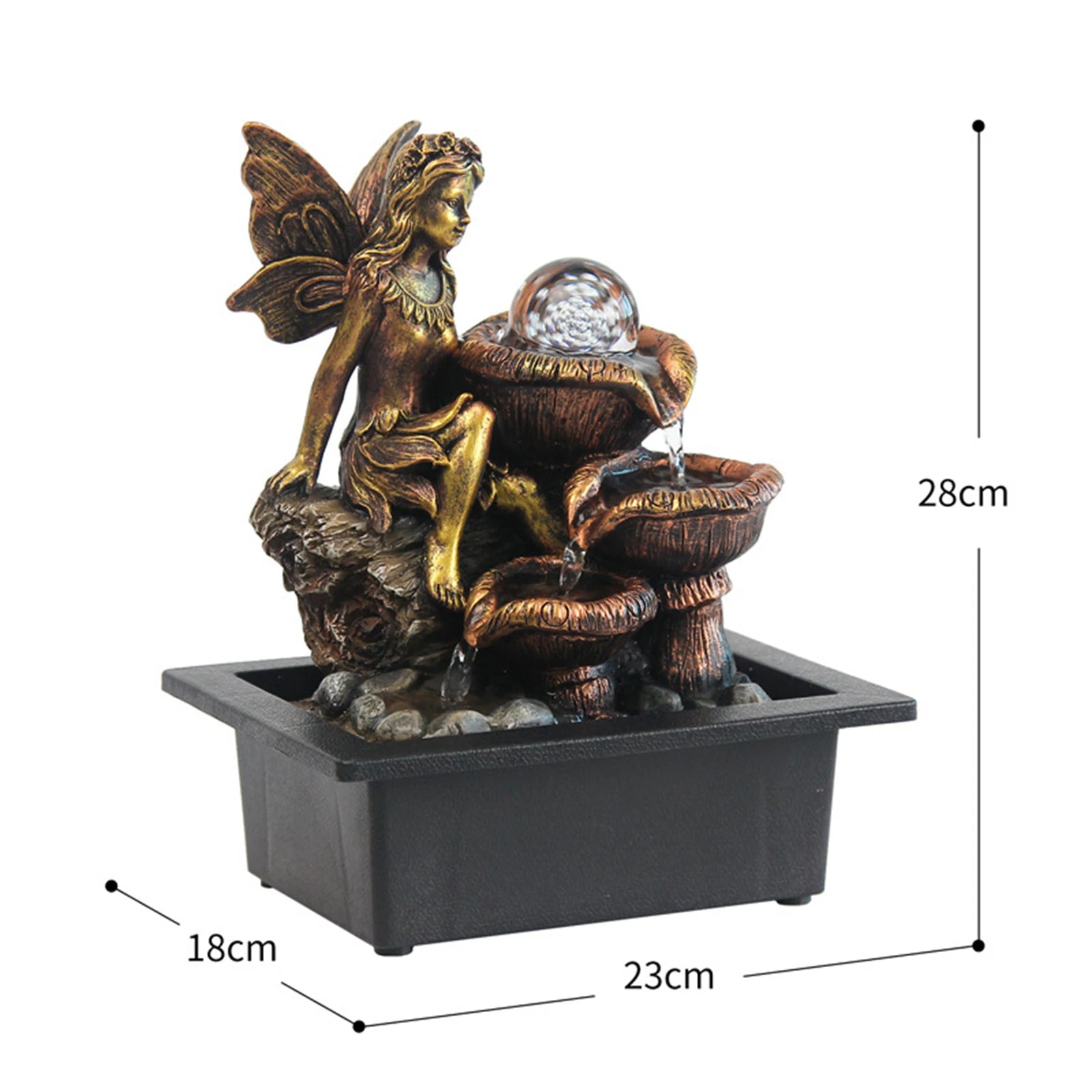 4 Tier Tabletop Water Fountain with Pump Ornament Flowing Water Relaxation Waterfall Fountain for Garden Desk Feng Shui Decor