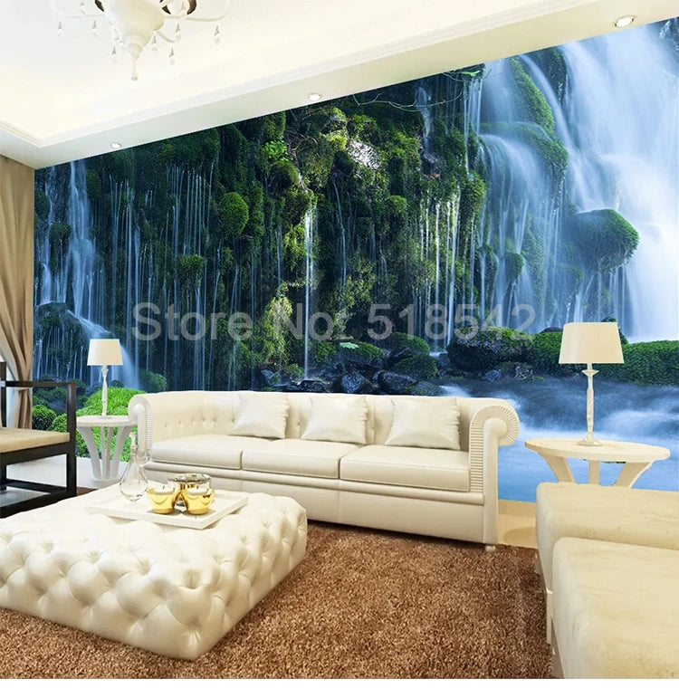 Waterfall Landscape Custom 3D Photo Wallpaper Natural Scenery Wall Murals Decals Home Decor Wallpaper Roll For Bedroom Walls