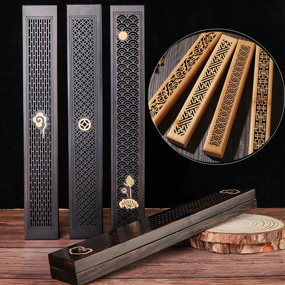 Retro Wooden Carving Incense Holder Incense Burner with Ash Catcher Insense Stick Holder/Incense Tray for Stick Home Decoration