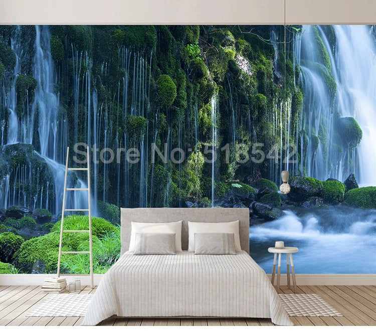 Waterfall Landscape Custom 3D Photo Wallpaper Natural Scenery Wall Murals Decals Home Decor Wallpaper Roll For Bedroom Walls