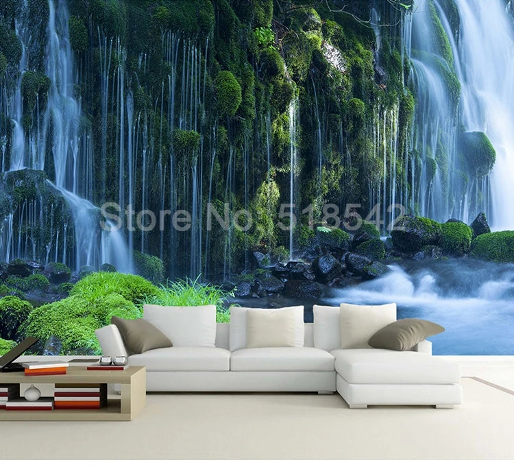 Waterfall Landscape Custom 3D Photo Wallpaper Natural Scenery Wall Murals Decals Home Decor Wallpaper Roll For Bedroom Walls