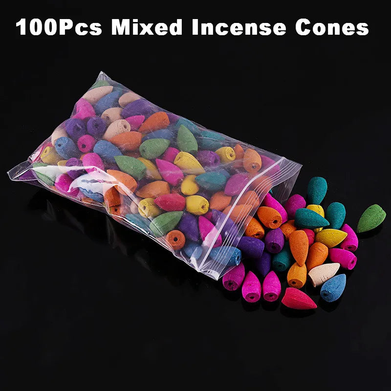 Free 20Pcs Incense cones Creative Home Decor Backflow Stick Incense Burner Ceramic Censer Home Decoration Use In Home Teahouse