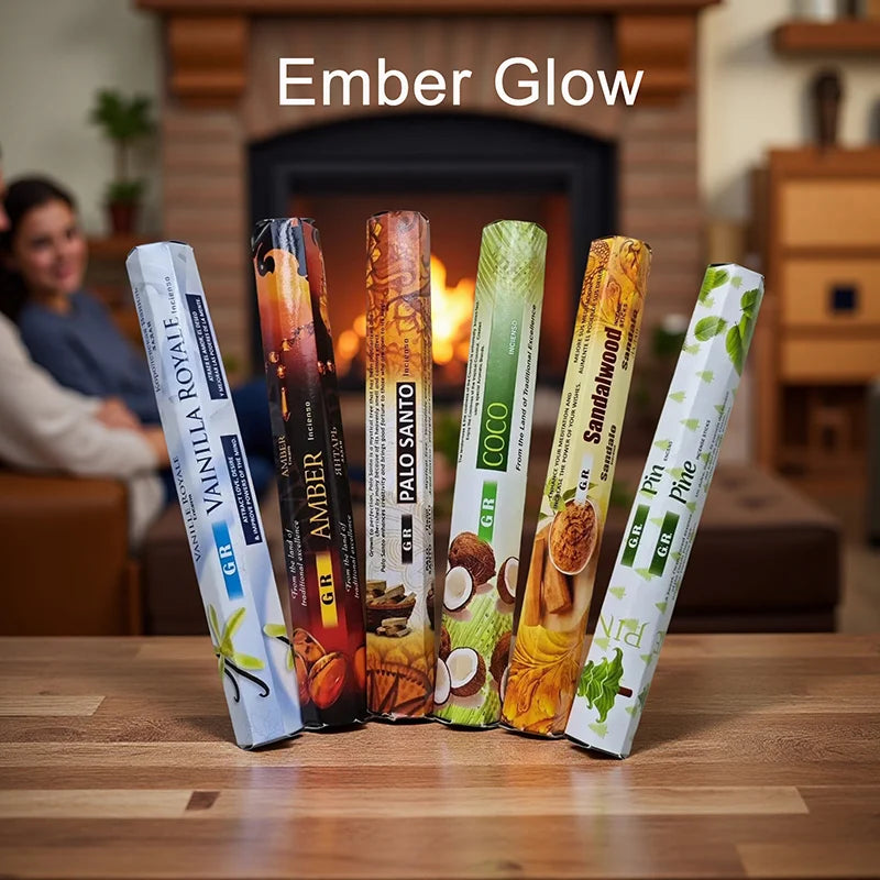 6 Sets of 120 Indian Incense Sticks Palo Santo Lavender Jasmine Meditation Fresh Air Scent Aroma Home Long-Lasting Fragrance