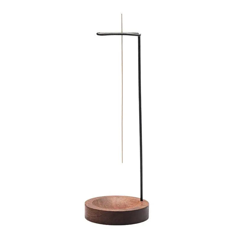 ♥Modern Vertical Incense Burner - Brass Stick Holder with Wooden Ash Catcher for Yoga & Relaxation
