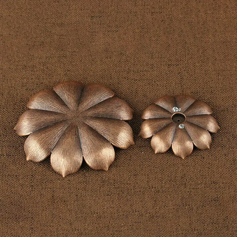 Metal Sandalwood Incense Sticks Holder Buddhism Zen Lotus Sticks Incense Censer Nasturtium Ashtray 2 In 1 Alloy Incense Burner