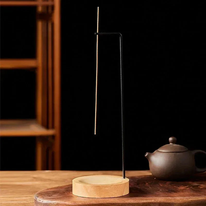 Lnsence Burner Upside Down Incense Burner Incense Stick Holder Wooden Round Incense Tray Ornament Bedroom Home Yoga Decoration
