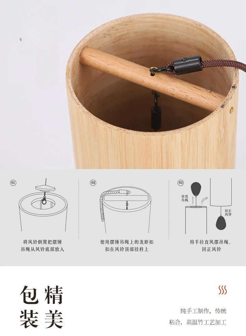 Tuomi Chord Wind Chime Japanese Hand Cranked Wind Chime Retro Bamboo Meditation Sound Healing Bamboo Wind Chime