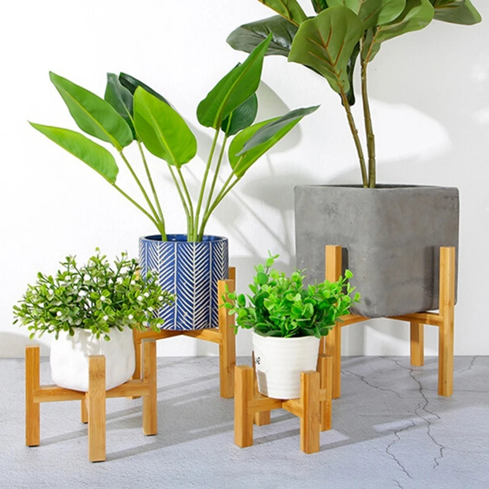 Indoor Durable Home Decor Planter Display Bonsai Holder Flower Pot Trays Wood Rack Plant Stand Shelf