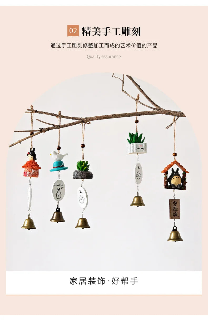 Cartoon Totoro Wind Chime  Resin Hanging Bell Creative Home Decor Wall Ornament Household Goods