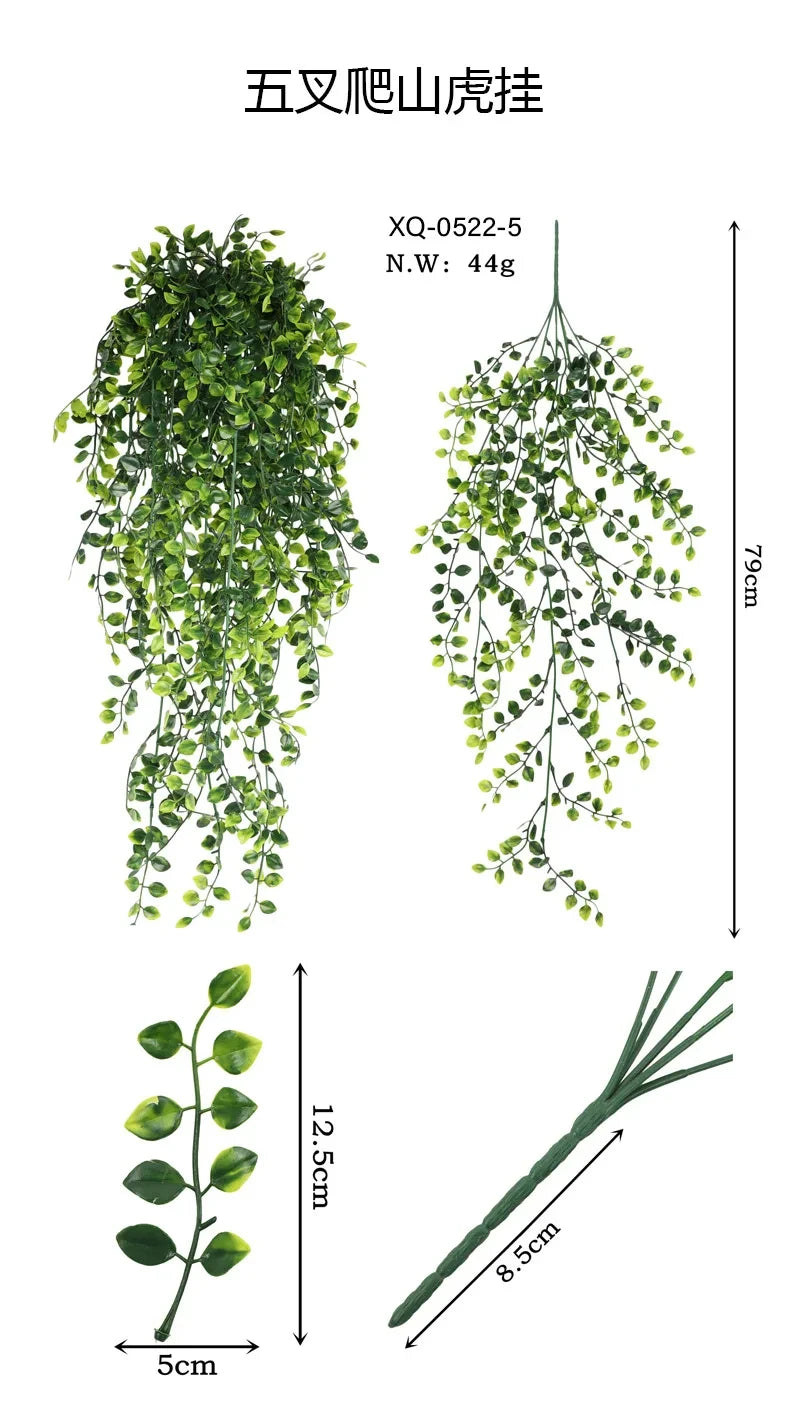 Persian fern Leaves Vines Home Room Decor Hanging Artificial Plant Plastic Leaf Grass Wedding Party Wall Balcony Decoration