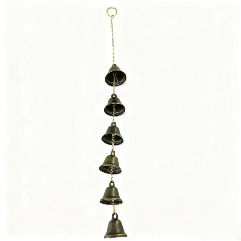 Handmade Metal Wind Chime Classic Rustic Iron Bell with Decor Chain Outdoor Hanging Decor for Courtyard Garden Wall