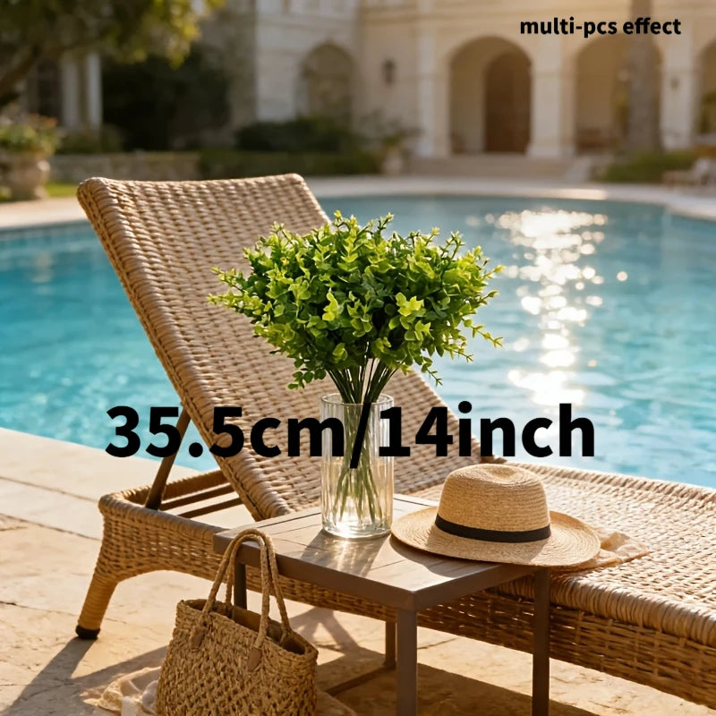 20PC Outdoor Artificial Green Plant UV-Resistant Simulated School Tree Shrubs Artificial Greenery Eucalyptus Suitable for Indoor