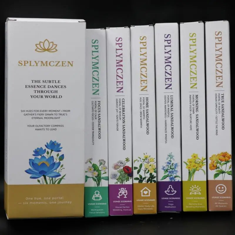 Sandalwood Incense Sticks – 6 Mood Scents for Focus, Yoga, Celebration, Home & Morning | 91 Sticks/Box (~100g)