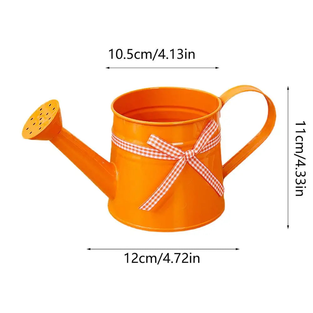 Indoor Watering Can 1L Metal Pot with Sprinkler Head and Gingham Ribbon Modern Plant Watering Cans for Home Office Balcony