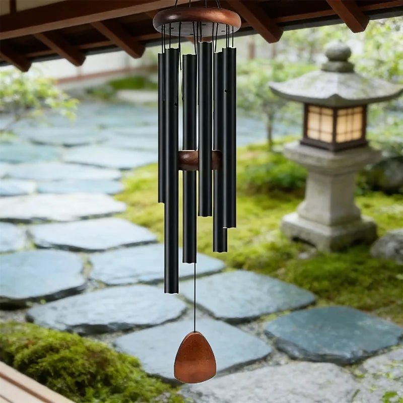 Gift of Tranquility 26 Inch Classic Wind Chime with Wooden Tag Aluminum Pipe for Gentle Tone Ideal Patio Balcony Decoration Gift