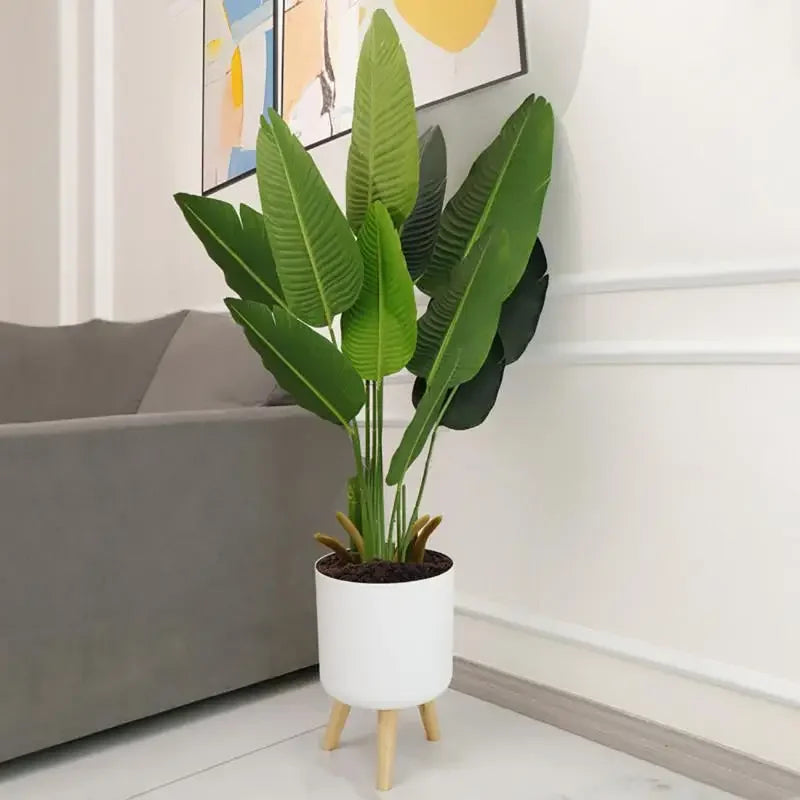Flower Pot With Wood Holder Plant Stand Display Rack Planter For Indoor Desktop Living Room Decoration Floor-standing Flower Pot