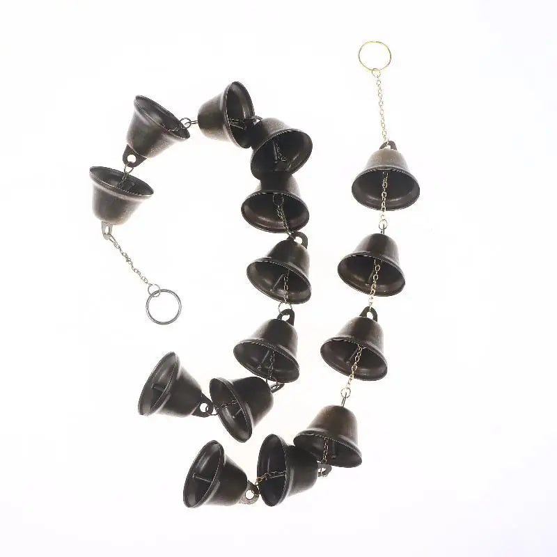 Handmade Metal Wind Chime Classic Rustic Iron Bell with Decor Chain Outdoor Hanging Decor for Courtyard Garden Wall