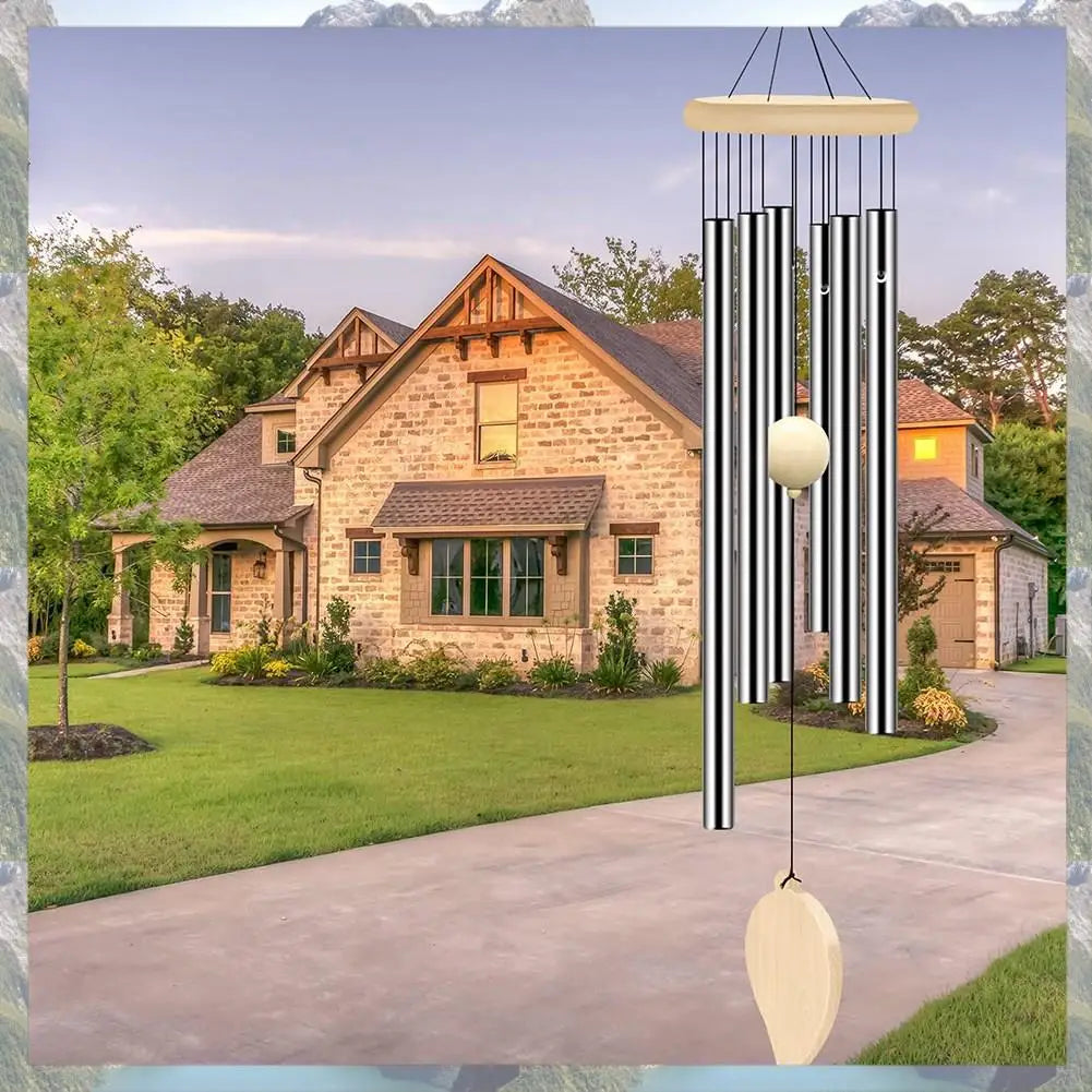 2025 Trend Wind Chimes Outdoor, Memorial Wind Chimes With Hook And 6 Tubes, Wooden Wind Chime Decor For Home, Garden, Patio