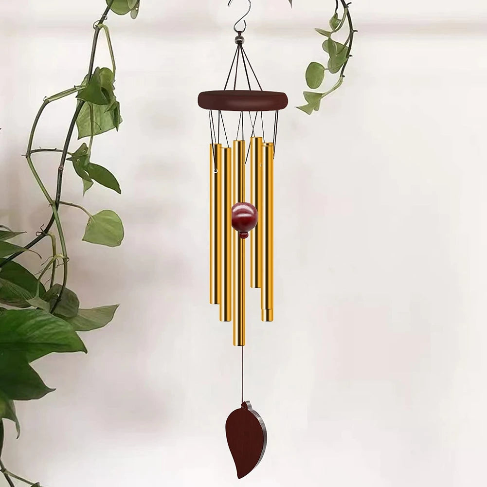 2025 Trend Wind Chimes Outdoor, Memorial Wind Chimes With Hook And 6 Tubes, Wooden Wind Chime Decor For Home, Garden, Patio