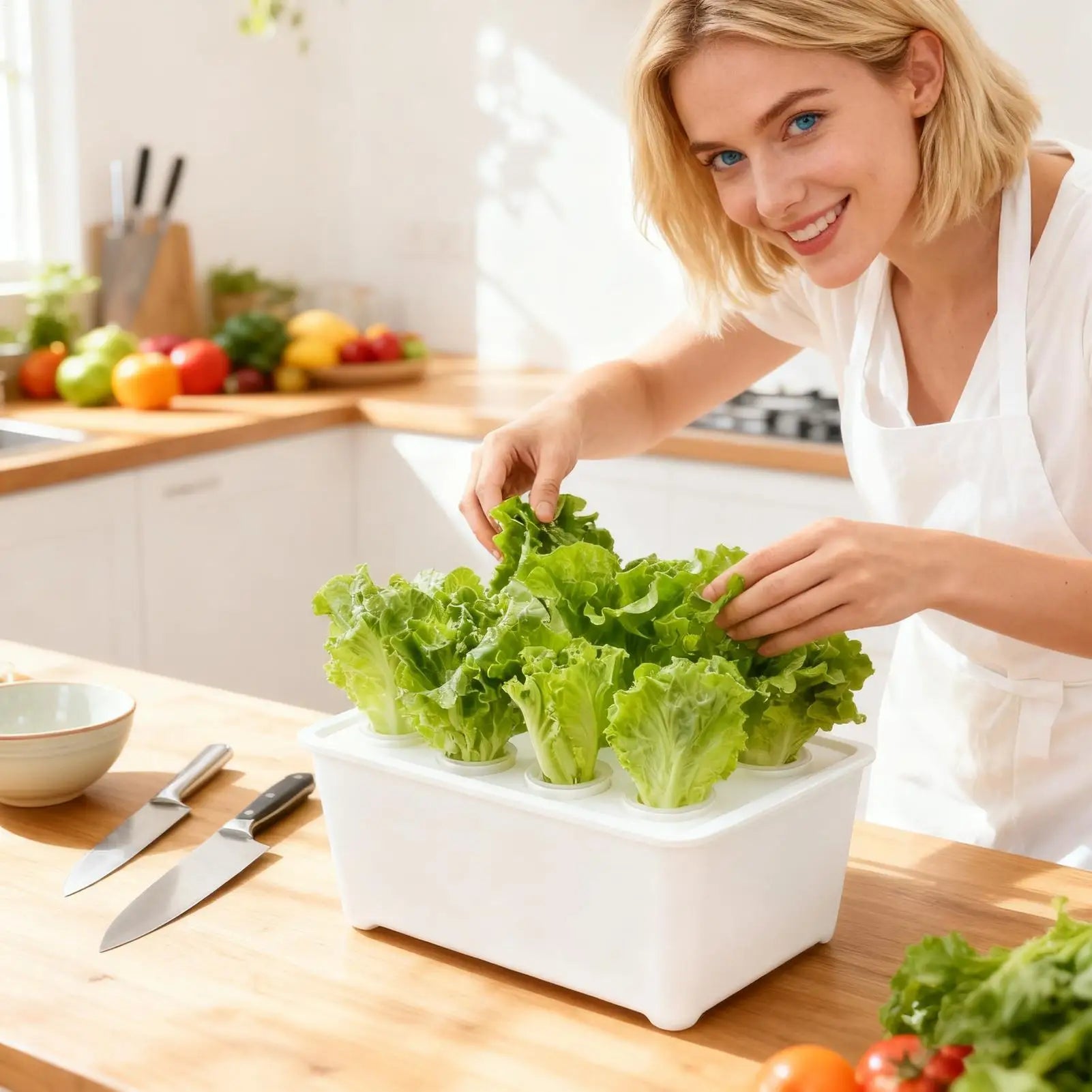 Indoor Hydroponic Planting Kit Complete Seedling Box for Growing Lettuce, Flowers on Balcony, in Apartments & Hotels