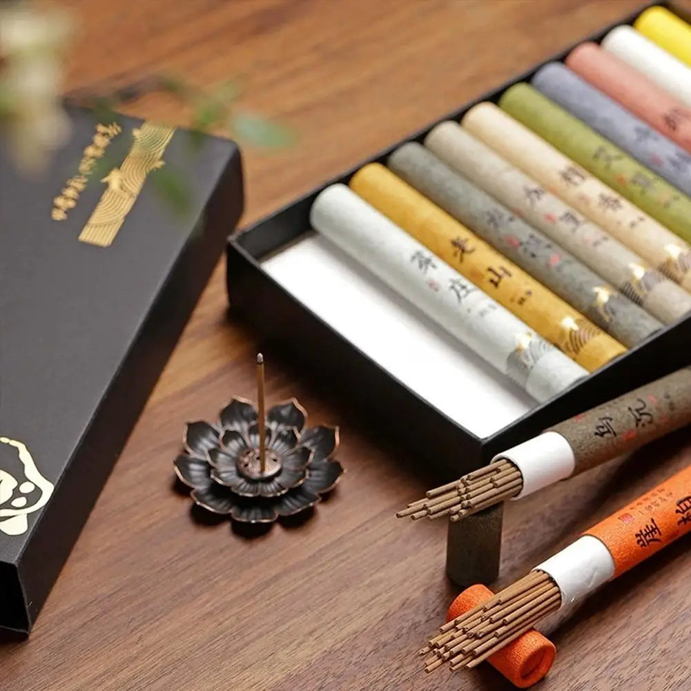 Chinese 12 kinds of scented Incense Stick Gift Box Set natural linear Aromatherapy For Home Indoor Yoga Zen Meditation Soothing