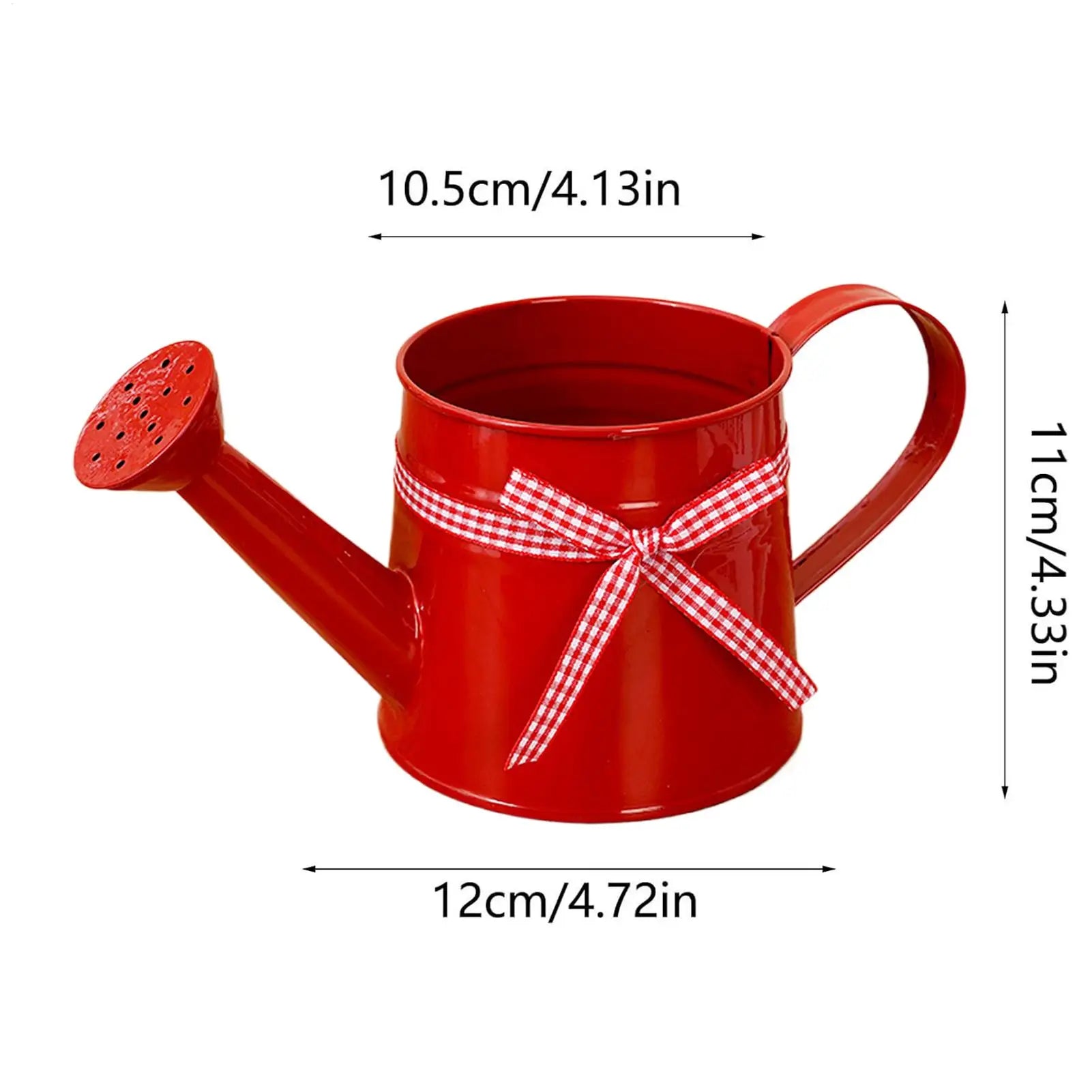 Indoor Watering Can 1L Metal Pot with Sprinkler Head and Gingham Ribbon Modern Plant Watering Cans for Home Office Balcony