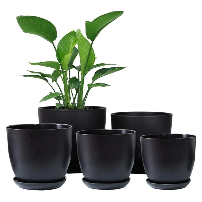 Classical Black Flower Pot For Indoor And Outdoor Plant Lovers Desktop Ornament