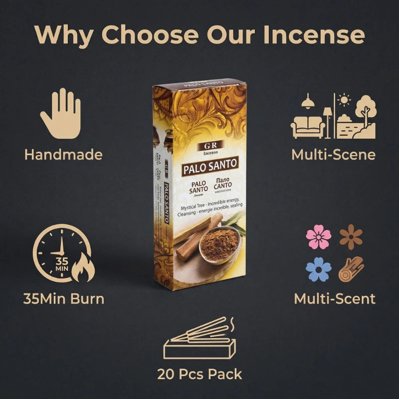 6 Sets of 120 Indian Incense Sticks Palo Santo Lavender Jasmine Meditation Fresh Air Scent Aroma Home Long-Lasting Fragrance