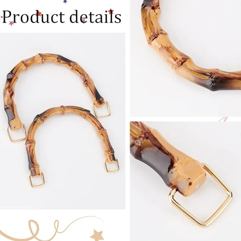 Vintage Women Bamboo Handles Purses Hand Bags U Shape Bag Strap for DIY bag Accessories Highquality Plastic Handle Replacement