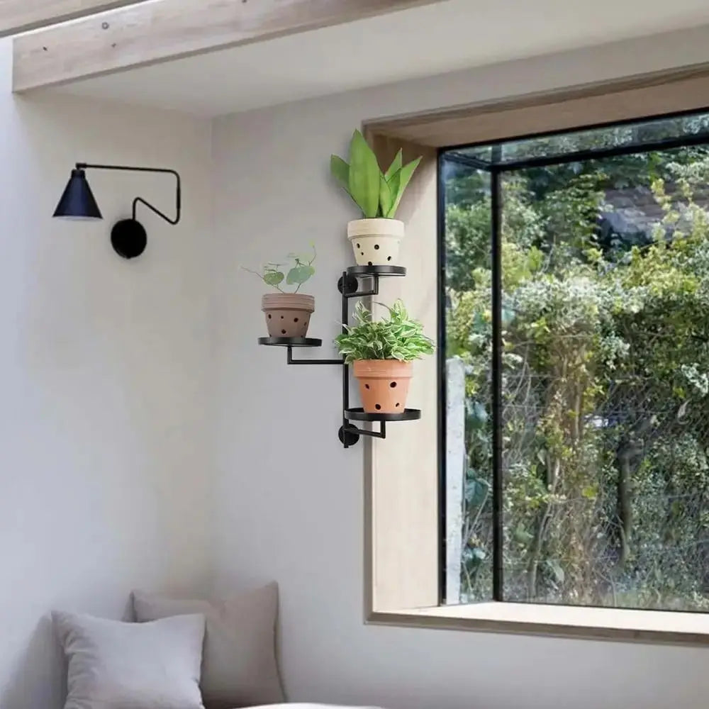 Green Plant Potted Rotating window plant stand Waterproof Simple Three layers of plant support Creative Indoor plant shelf Home