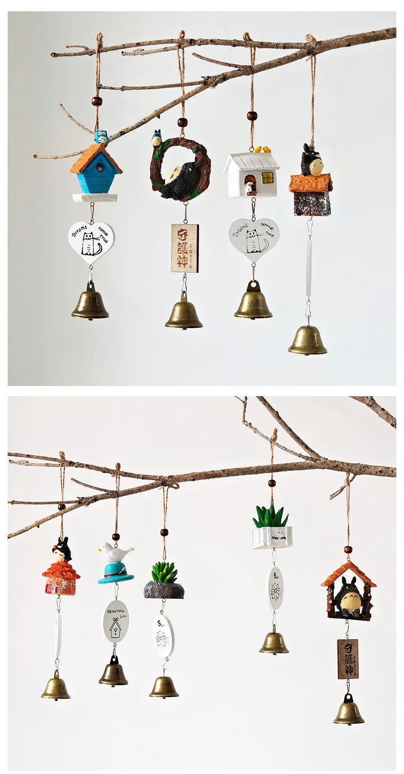 Cartoon Totoro Wind Chime  Resin Hanging Bell Creative Home Decor Wall Ornament Household Goods