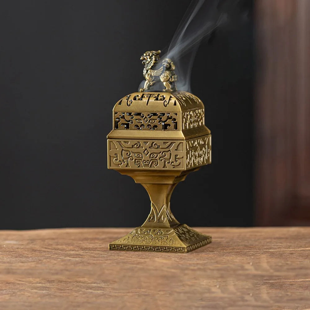 Durable Square Incense Stick Burner Pi Xiu Hollowed Out Aroma Burner Small Incense Censer Home Ornament