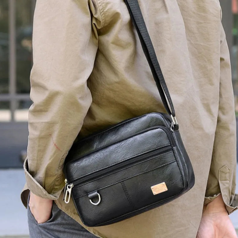 Men's PU Leather Crossbody Shoulder Bags High quality Tote Fashion Business Man Messenger Bag  Leather Bags fanny pack