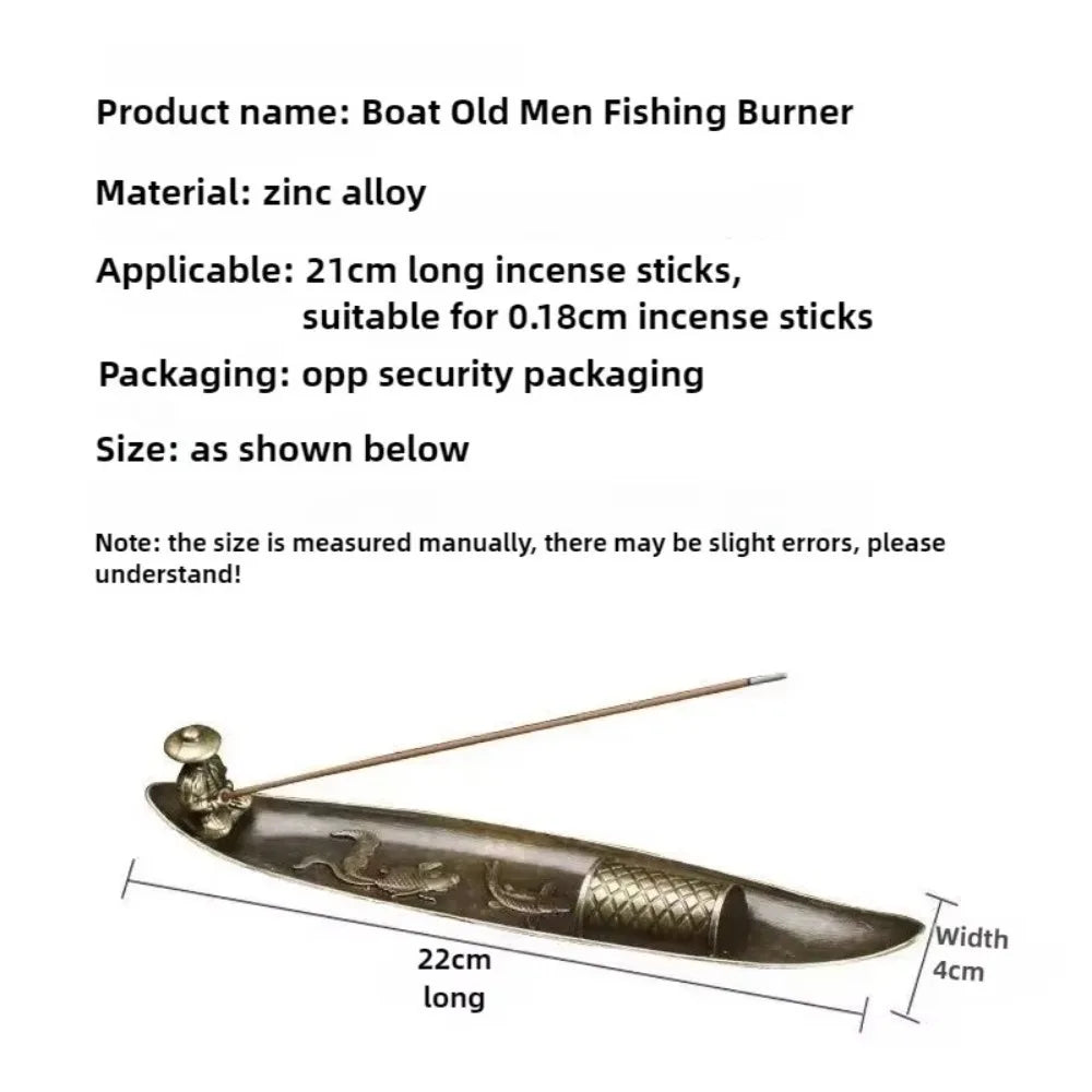 Metal Incense Stick Burner Ancient Style Boat Shape Aromatherapy Burner Classical Elegance Aromatherapy Ornament