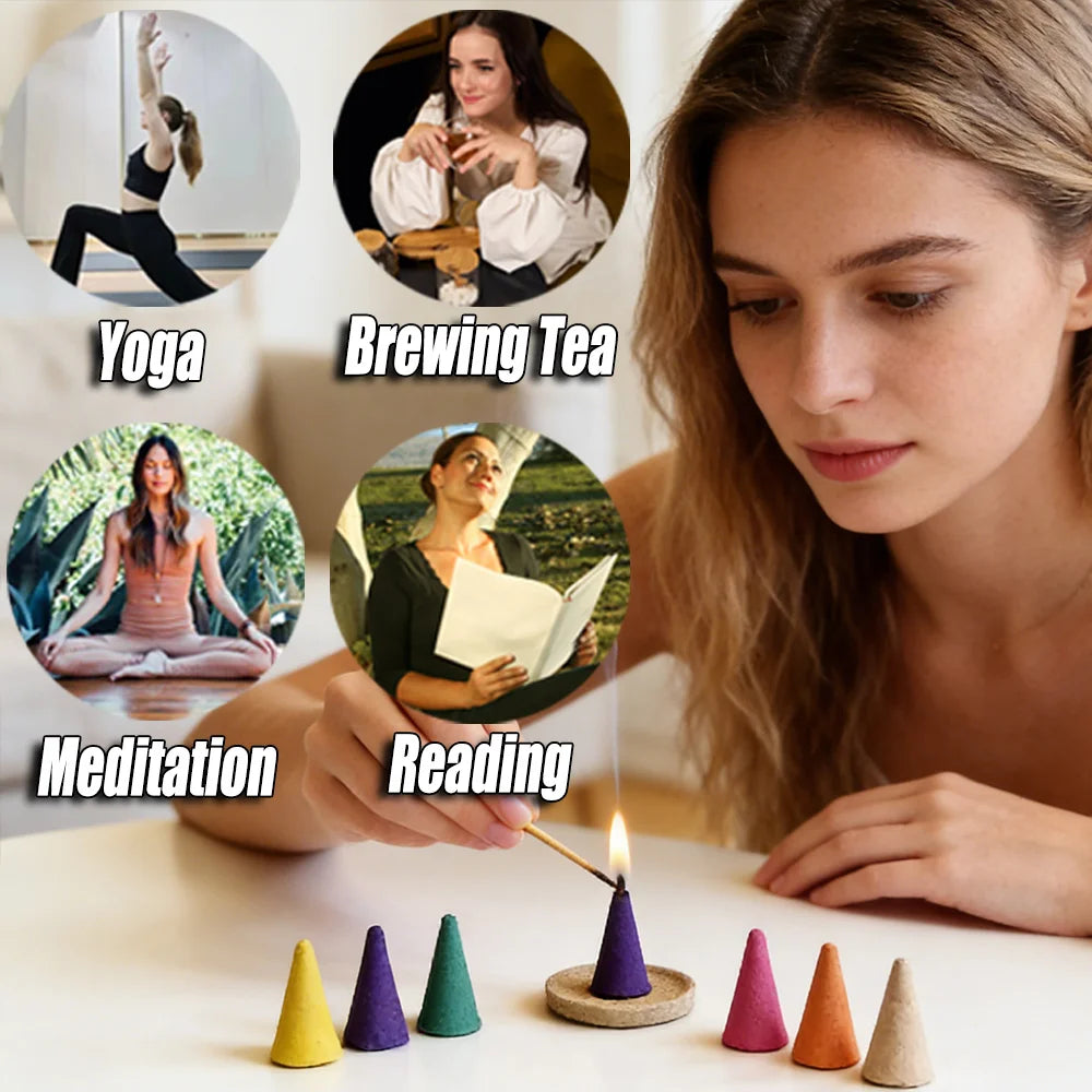High-Quality Natural Incense Sticks, 2.7cm Tall Cones, with Scents of Vanilla, Coffee, Jasmine, Mint, Lavender, Rose, Etc., Rich in Fragrance, Burn for a Long Time, Creating an Aesthetic Smoke Effect, Suitable for Purifying t