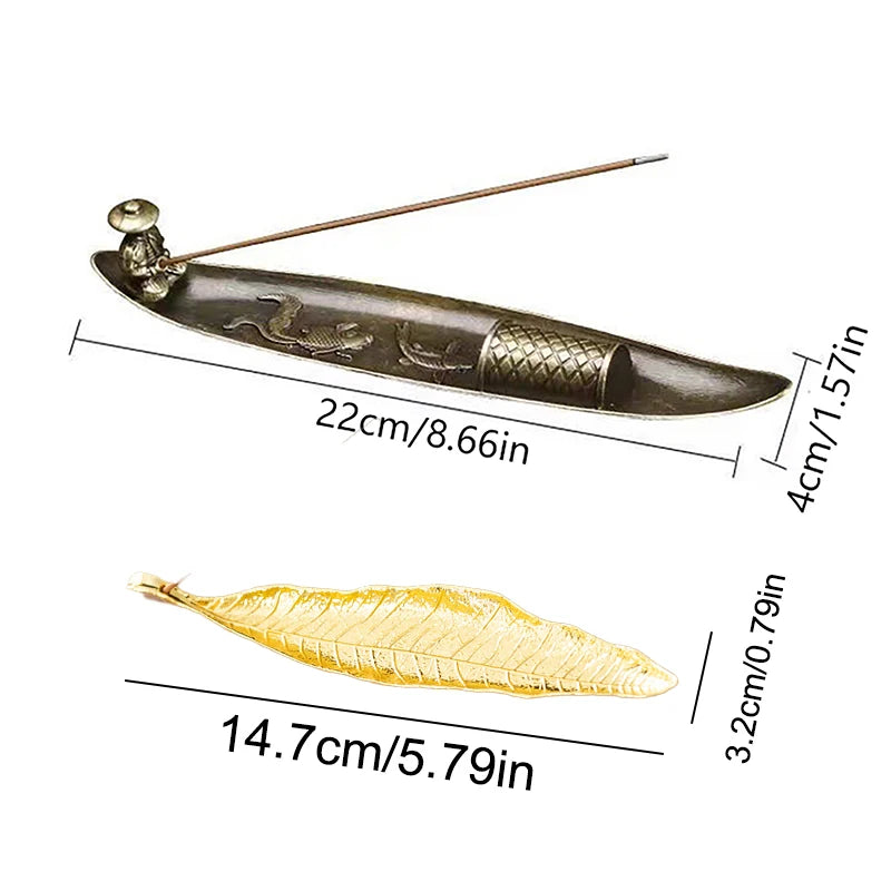 Boat Old Men Fishing Incense Stick Creative Leafs Censer Incense Holder Aromatherapy Ornament Home Indoor Incense Burner