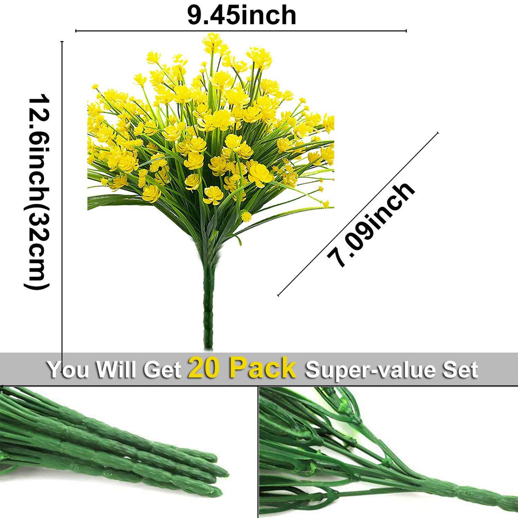 Artificial Flowers Fake Outdoor Plants UV Resistant  Plastic Shrubs, Indoor and  Decoration