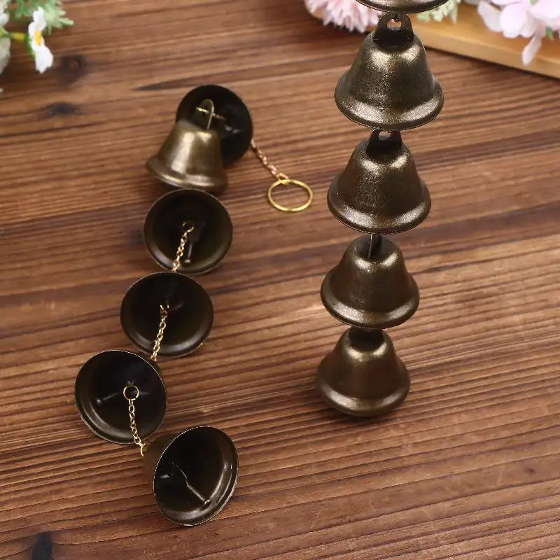 Handmade Metal Wind Chime Classic Rustic Iron Bell with Decor Chain Outdoor Hanging Decor for Courtyard Garden Wall