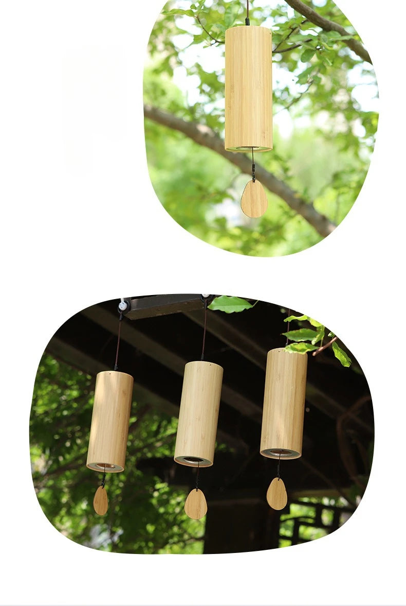 Tuomi Chord Wind Chime Japanese Hand Cranked Wind Chime Retro Bamboo Meditation Sound Healing Bamboo Wind Chime