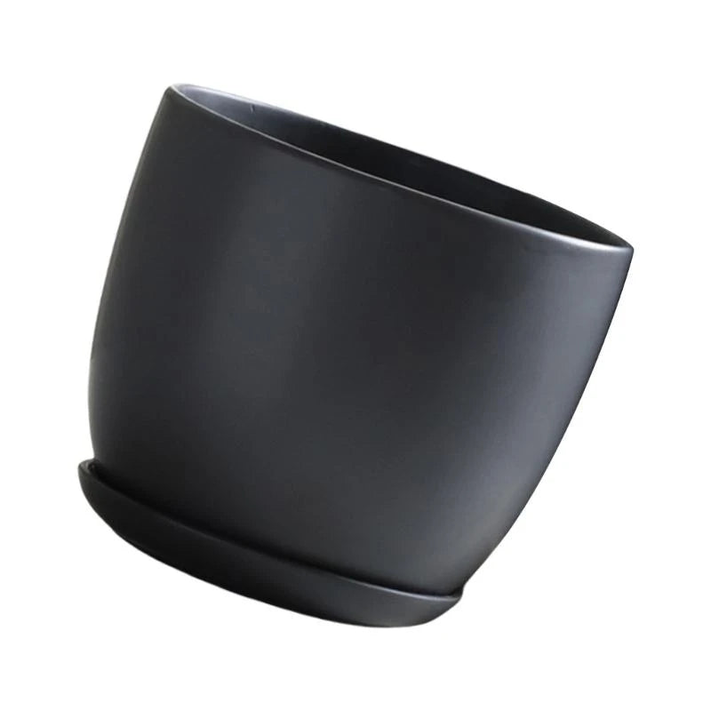 Classical Black Flower Pot For Indoor And Outdoor Plant Lovers Desktop Ornament