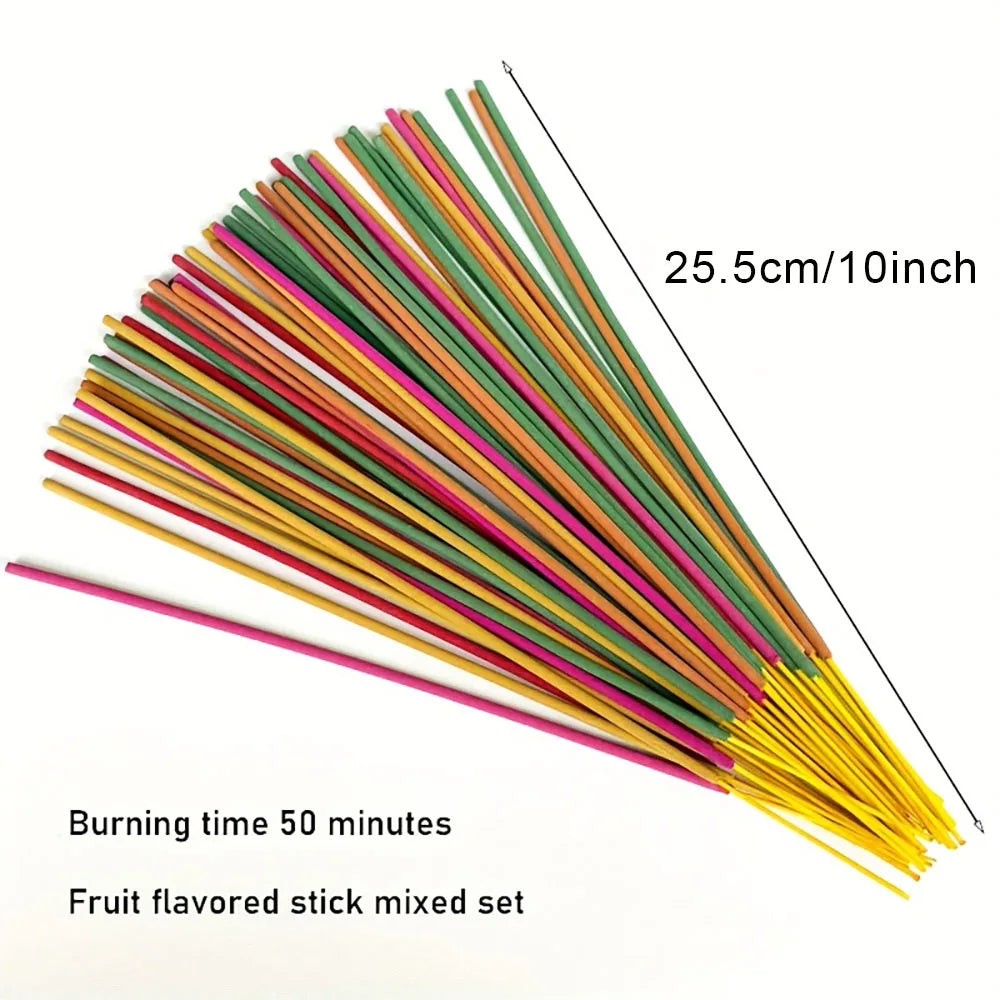 150 High-Quality Handmade Fruit-Flavored Incense Sticks, Strawberry, Peach, Watermelon, Cantaloupe, Orange, Grapefruit, with a Burning Time of up to 45 to 60 Minutes Suitable for Courtyards, Meditation, Fitness, Yoga, Hotels,