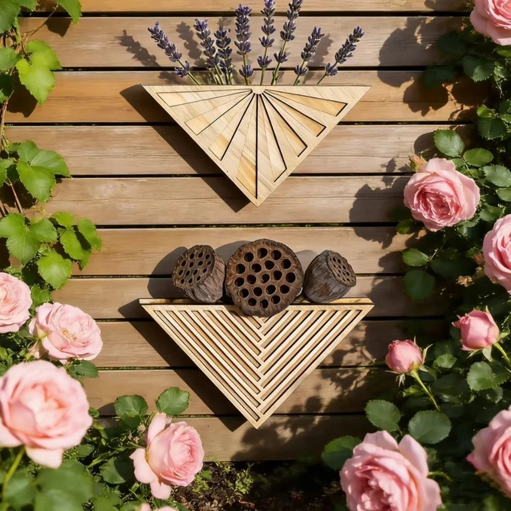 Plant Holder Modern Wooden Triangle Wall Planter Minimalist Decorative Geometric Flower Pot Handmade Succulent Pot Indoor