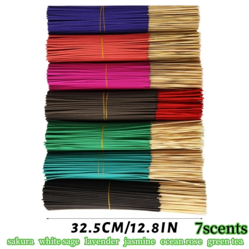 30-240pc Aromatherapy Incense Sticks 7 Natural Fragrances Lavender Jasmine Ocean Rose Sakura Incense Burner for Yoga Meditation