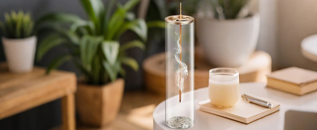 Incense Holder for Sticks, Modern Incense-Stick Burner Holder with Removable Glass Ash Catcher, for Home Decor Yoga Meditation
