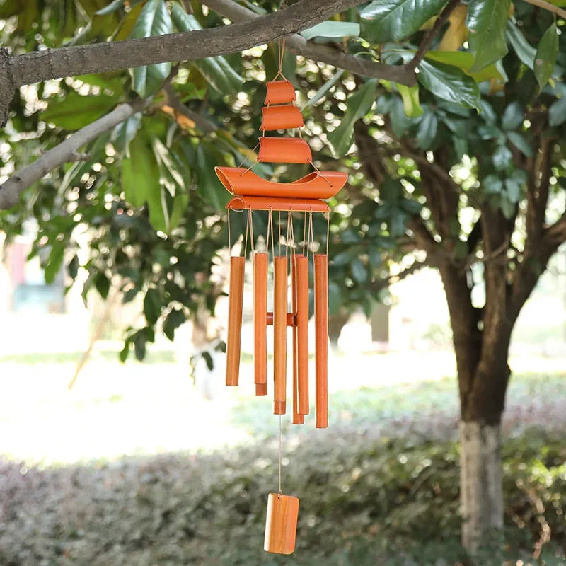 Natural Wind Chimes Handmade Tubes Bamboo Bell Outdoor Yard Garden Windchime Crafts  Indoors Pendant Balcony Home Hotel Decor