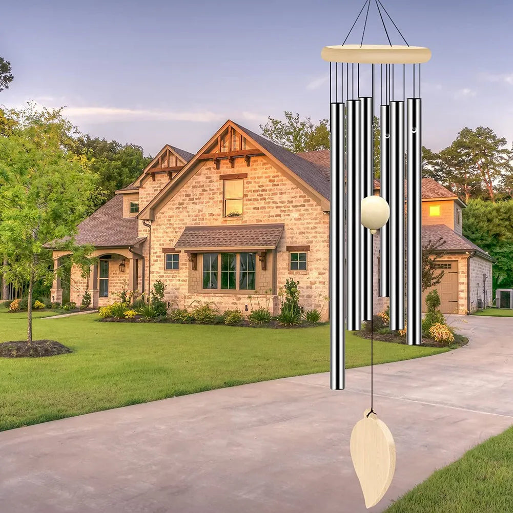 2025 Trend Wind Chimes Outdoor, Memorial Wind Chimes With Hook And 6 Tubes, Wooden Wind Chime Decor For Home, Garden, Patio