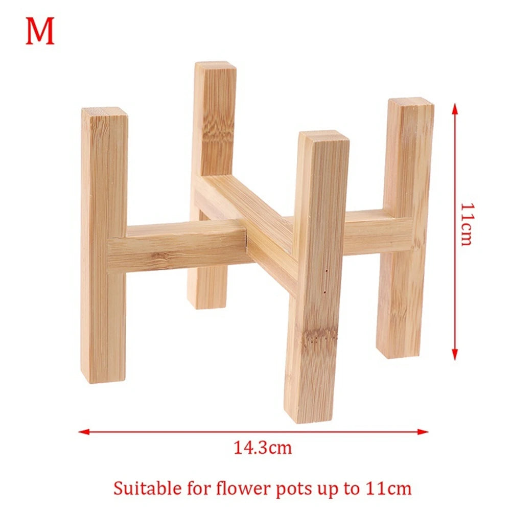 Indoor Durable Home Decor Planter Display Bonsai Holder Flower Pot Trays Wood Rack Plant Stand Shelf
