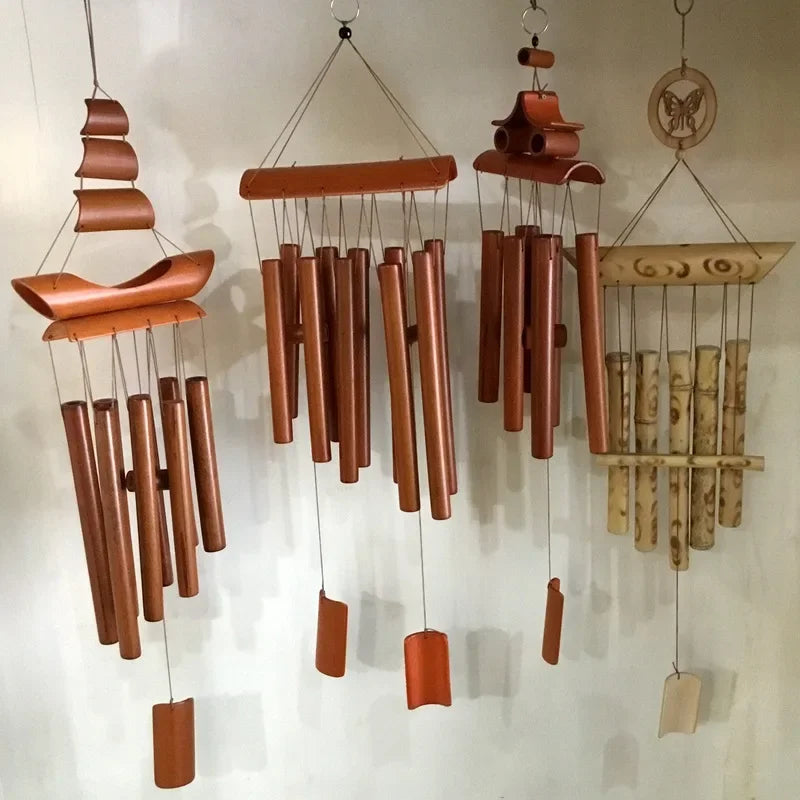 Natural Wind Chimes Handmade Tubes Bamboo Bell Outdoor Yard Garden Windchime Crafts  Indoors Pendant Balcony Home Hotel Decor