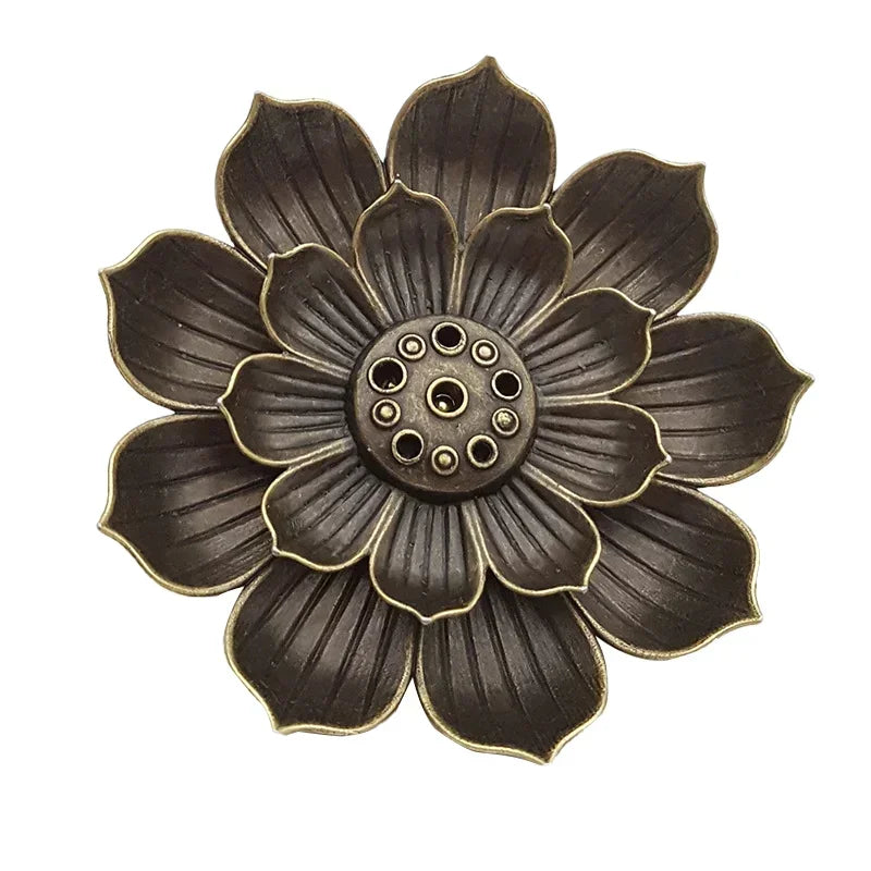 New 1PC Alloy Incense Burner Stick Holder Plate Buddhism Lotus Censer Nasturtium Bronze Incense Burner